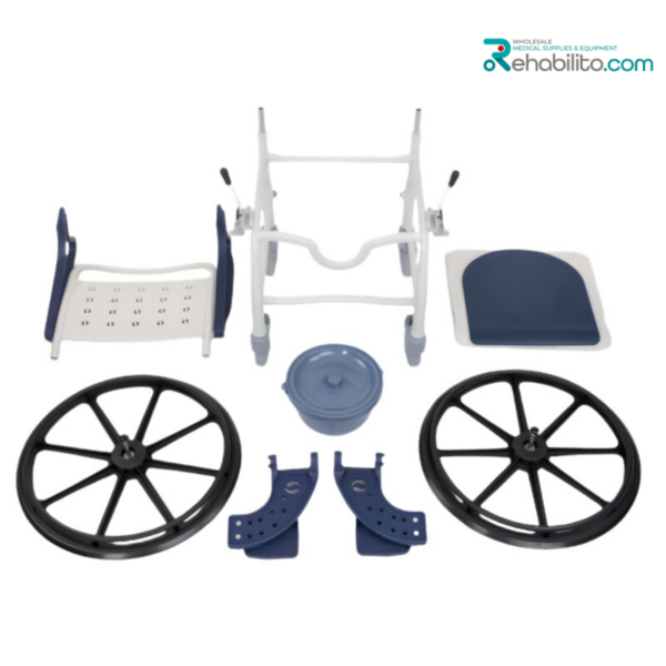 3-in-1 shower, commode & transport wheelchair with big wheels SANI-TIM Timago