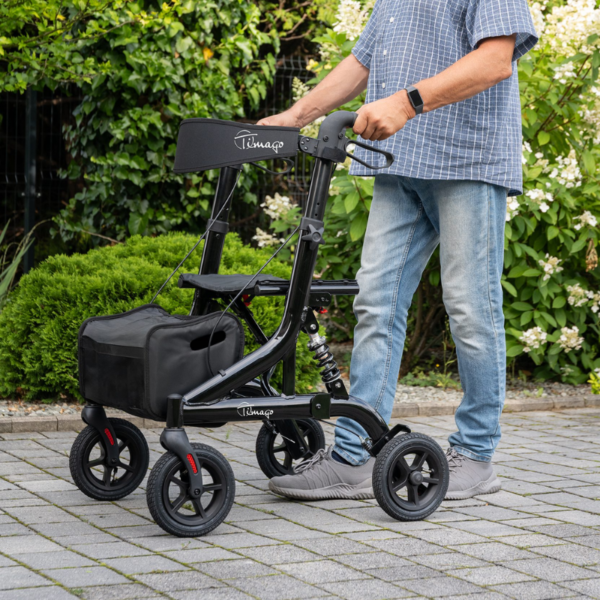4-wheeled aluminium rollator with pneumatic tyres Johnnie Timago