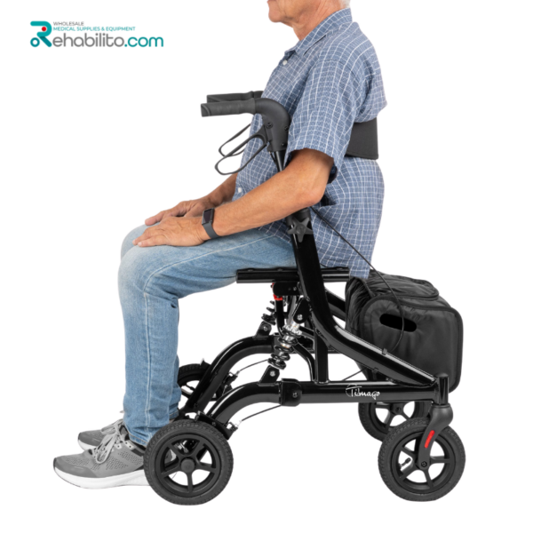 4-wheeled aluminium rollator with pneumatic tyres Johnnie Timago